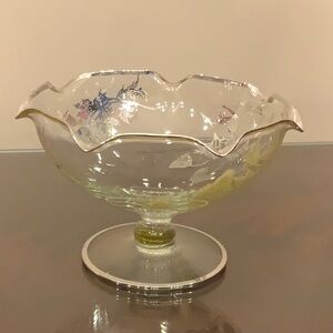 Martinsville ruffle edge bowl, candy dish, gold and silver, Poppy design